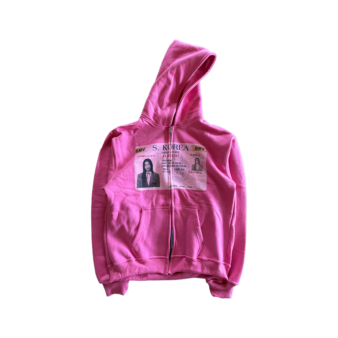 "YOONCHAE" Pink ID Zip Up